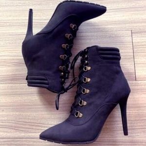 - SOLD - Qupid Lace Up Stilleto Booties